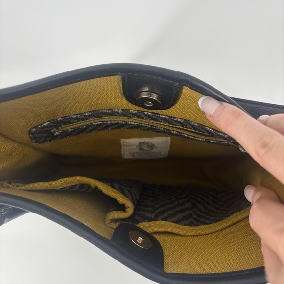 Spartina 449 Daufuskie Island Linen Leather Hobo Shoulder Bag Purse Herringbone - Picture 6 of 16